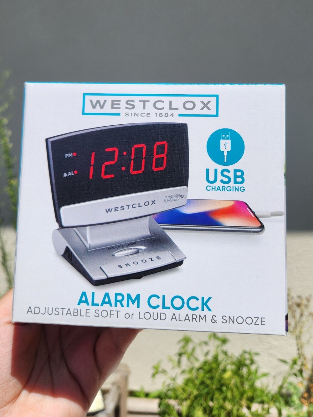 Digital Desk Table Alarm Clock with USB Charging Port Black Silver LEDLarge 0.9